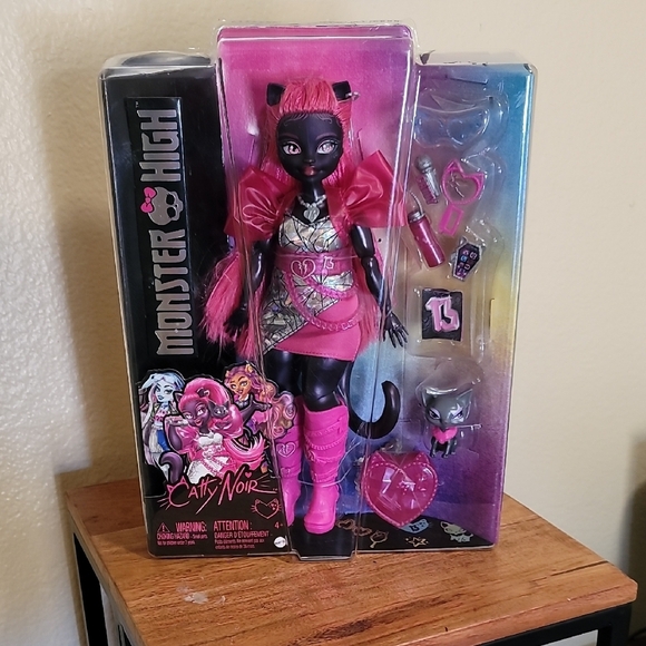 monster high Other - Monster High Black Doll "Caty Noir" with Pink and Silver Outfit